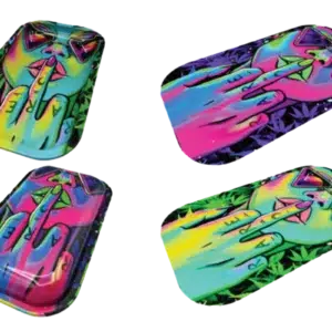MT3DL001 - 3D Medium Rolling Tray with Magnetic Lid (Green Girl Middle Finger)