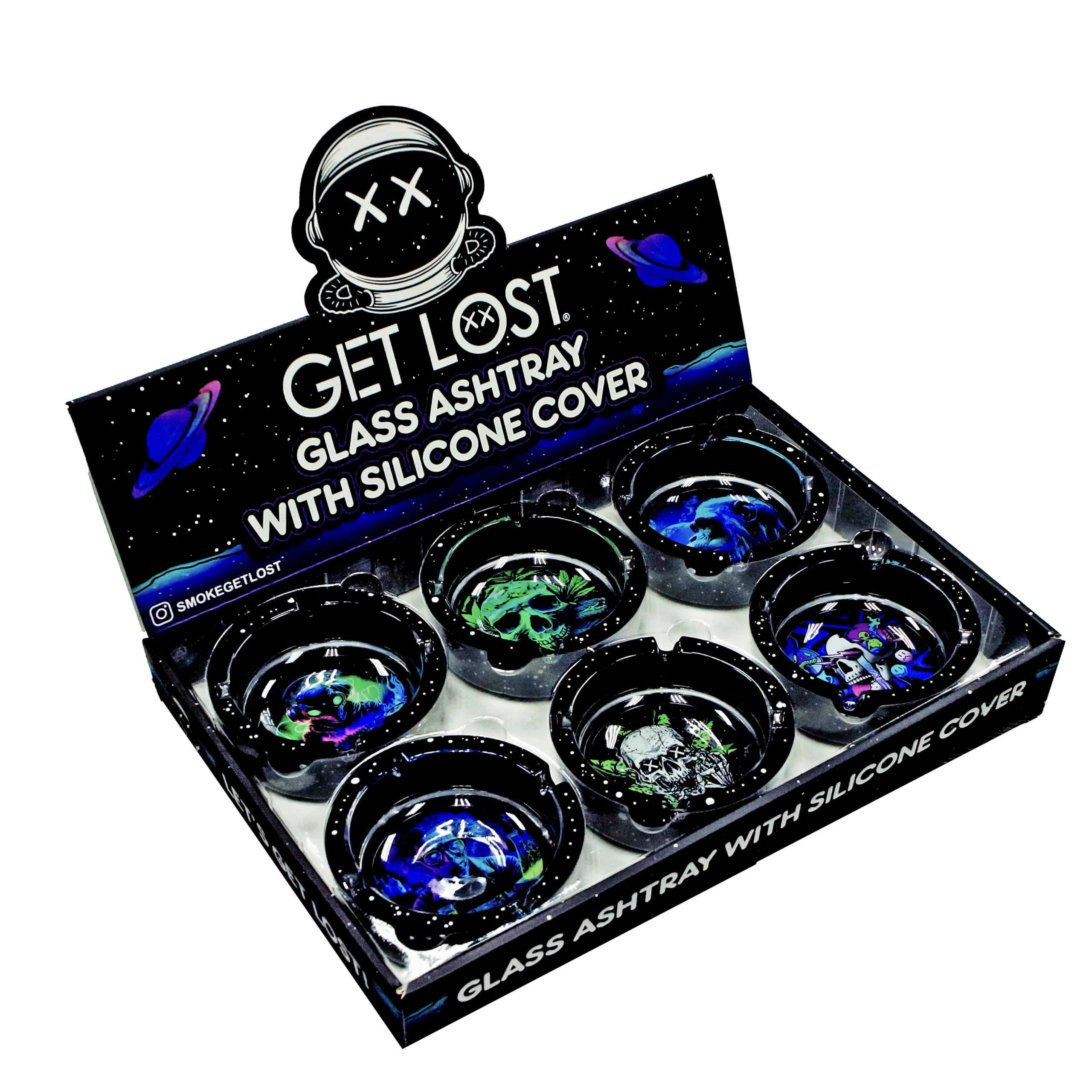 SA-6PK-012 Get Lost Glass Ashtray With Silicone Set 2 (6 Count) - Image 2