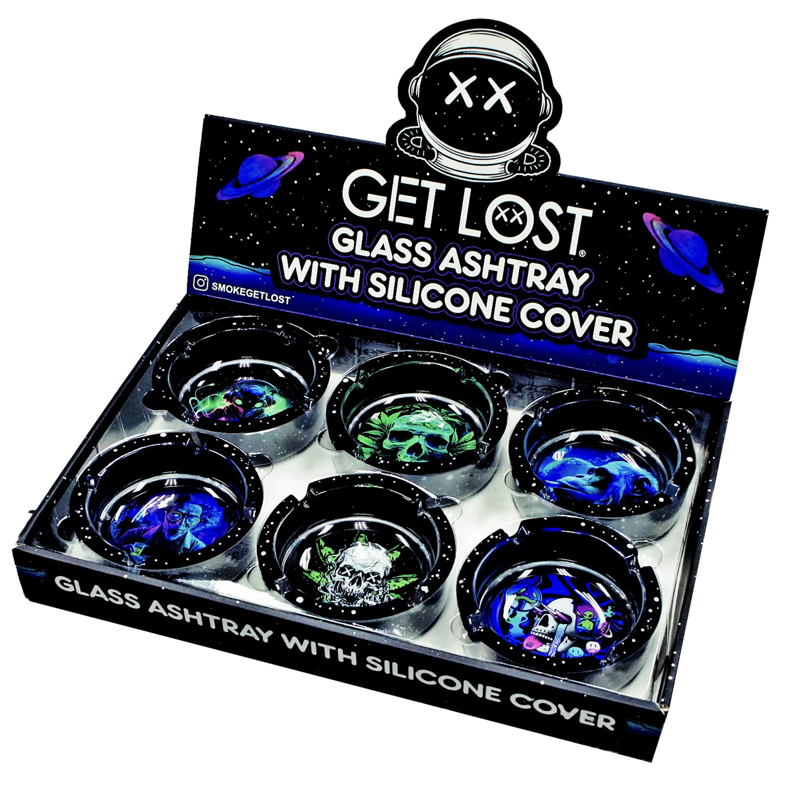 SA-6PK-012 Get Lost Glass Ashtray With Silicone Set 2 (6 Count) - Image 3