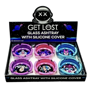 SA-6PK-013 Get Lost Glass Ashtray With Silicone Set 3 (6 Count)