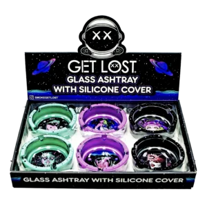 SA-6PK-015 Get Lost Glass Ashtray With Silicone Set5 (6 Count)