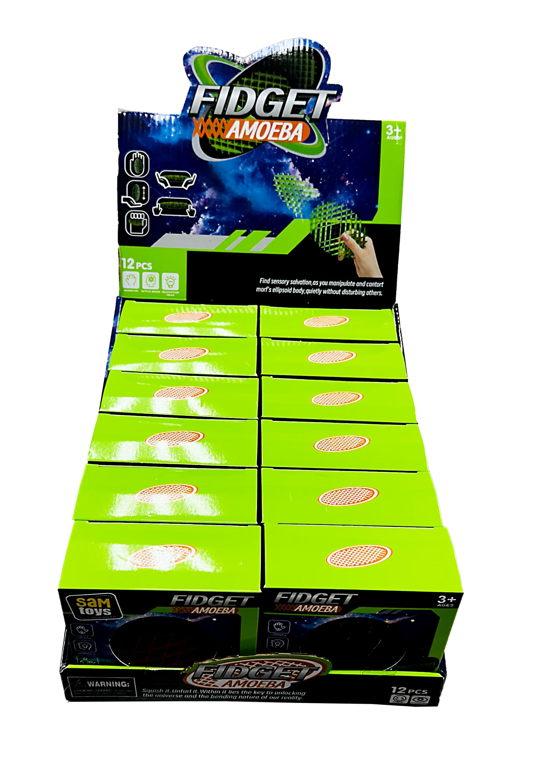 WFD-001 – Worm Fidget Amoeba – (12 Count) (Red & Blue)