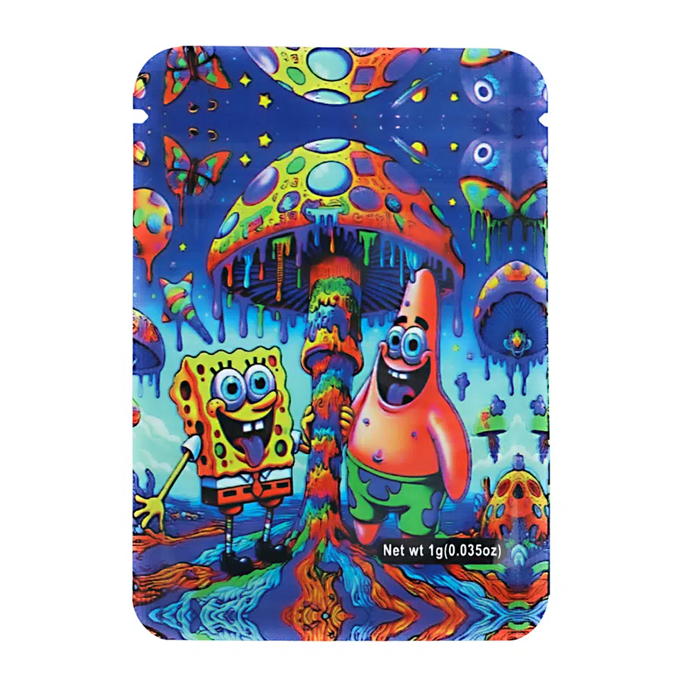 1 Gram Stock Mylar Bag – Premium Smell-Proof Flower Packaging - Sponge Bob and Patrick (100 Count) WSMB-1G-005