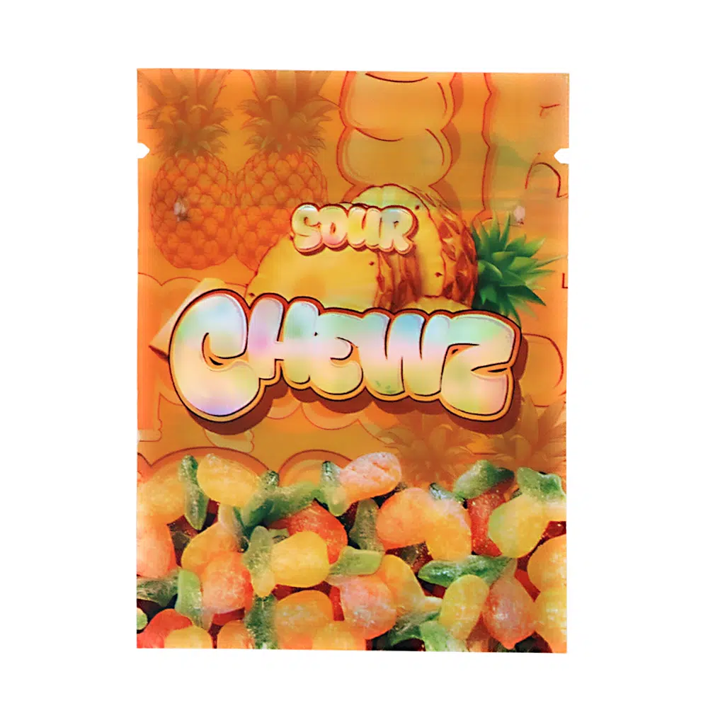 1 Gram Stock Mylar Bag – Premium Smell-Proof Flower Packaging - Sour Chewz (100 Count) WSMB-1G-083 - Image 2