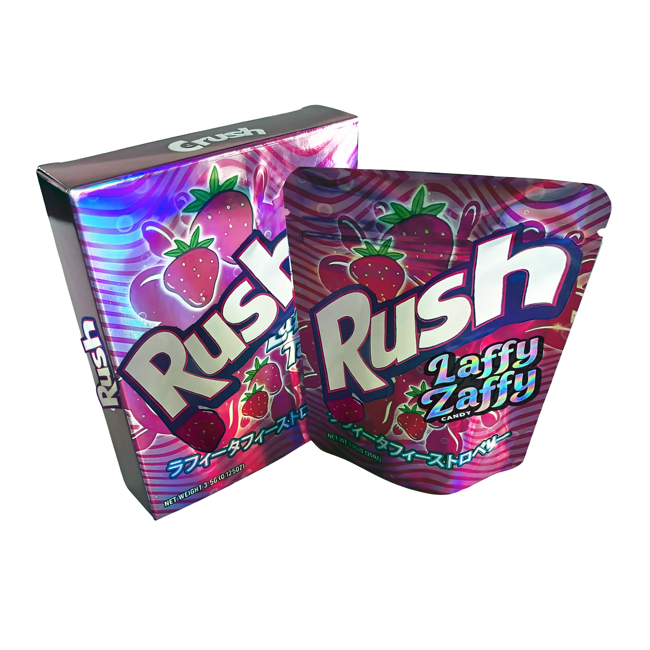 Bag-n-Box 3.5g Mylar Packaging Set – (25 Count Bags) + (25 Count) Display Boxes – Rush Laffy Zaffy BAGNBOX-055