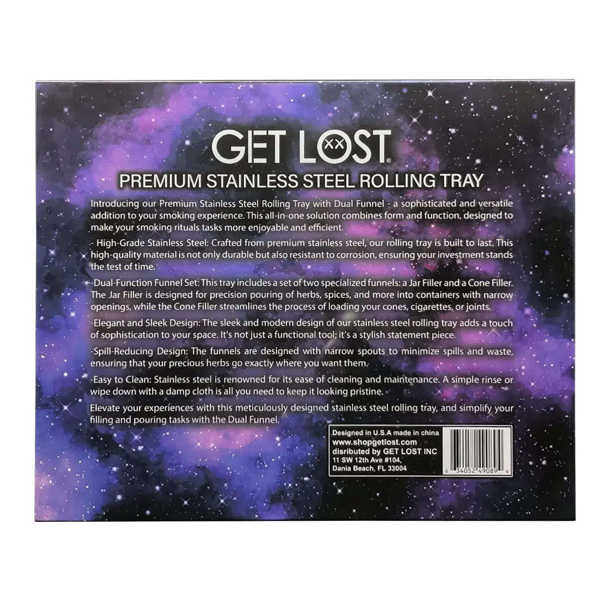 PSST-004 Get Lost Premium Stainless Steel Rolling Tray with Funnel (Blue) - Image 9
