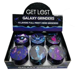 GG-63-007 - Get Lost Galaxy Grinders 4 Layers Full Print Herb Grinders – 63mm (6 Count) Set 07