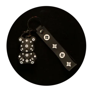 KSB-323 Bear Louis Vuitton Style (Black) - Keychain With Silicone Band