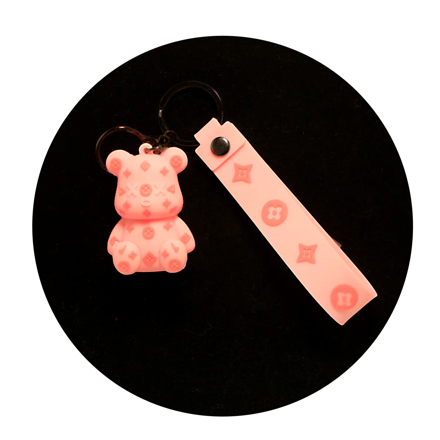 KSB-326 Bear Louis Vuitton Style (Pink) – Keychain With Silicone Band