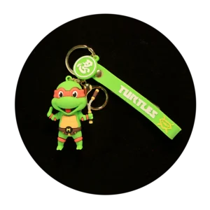 KSB-355 Comics - Ninja Turtles - Michaelangelo Orange - Keychain With Silicone Band