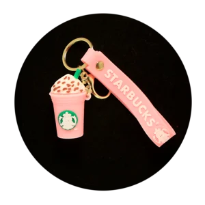 KSB-406 Starbucks - Pink Cup - Keychain With Silicone Band