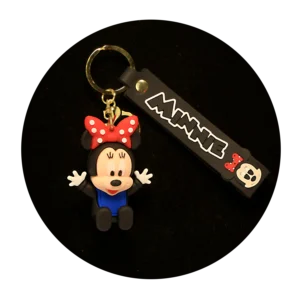 KSB-457 Disney - Minnie Mouse Arms Up (Black) - Keychain With Silicone Band