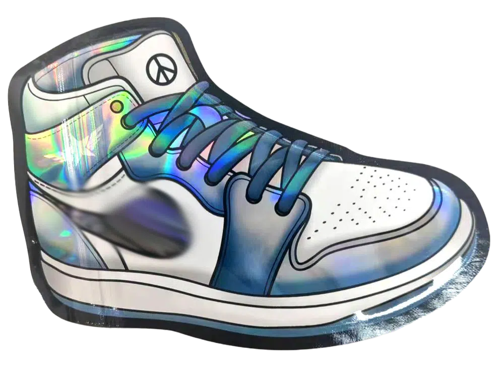 3.5g Shoe-Shaped Mylar Bag – Holographic Sneaker Pouch – Premium Packaging (50 Count) Nike Air Yordan 1 – MB-SHOE-004