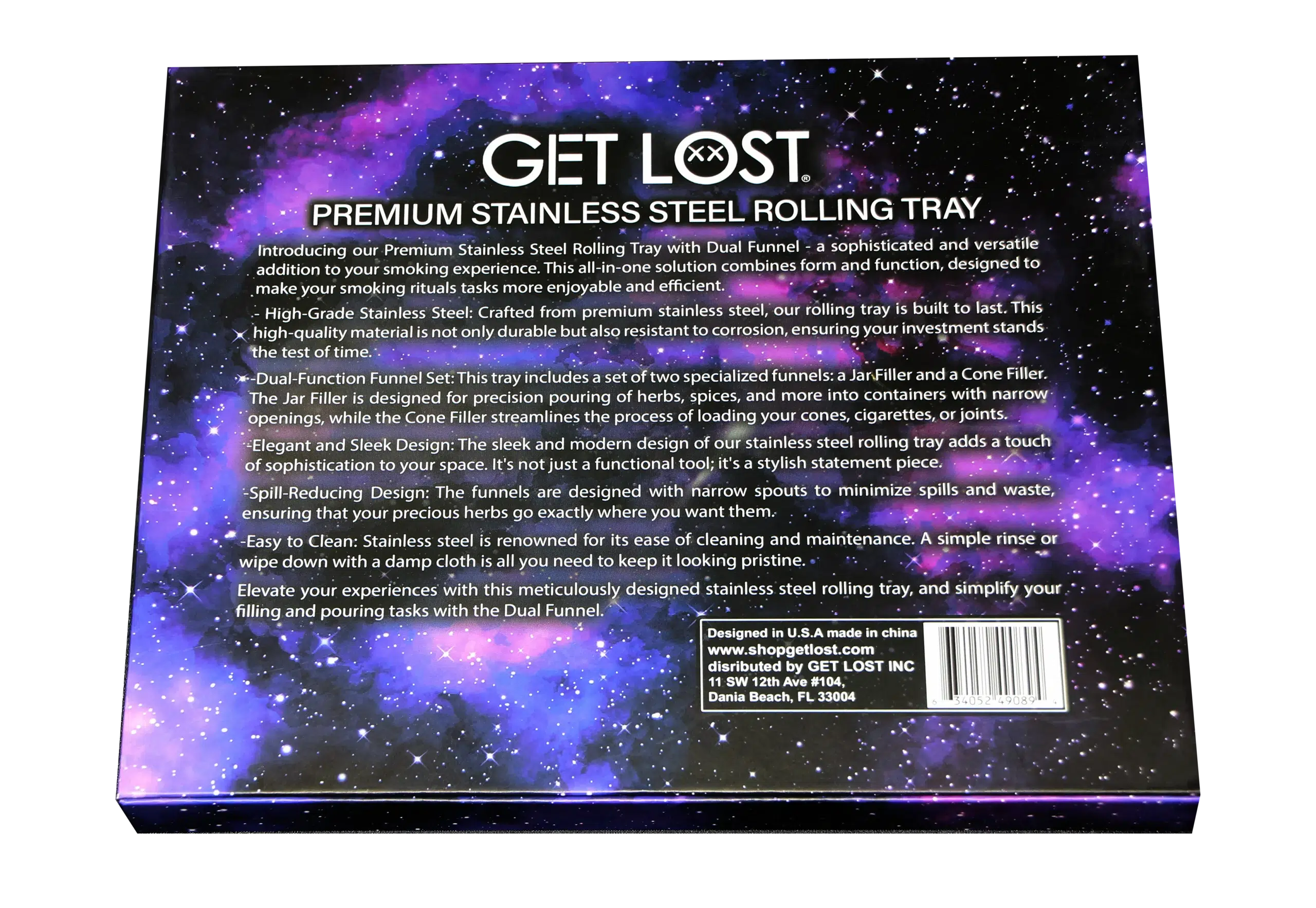 PSST-004 Get Lost Premium Stainless Steel Rolling Tray with Funnel (Blue) - Image 10