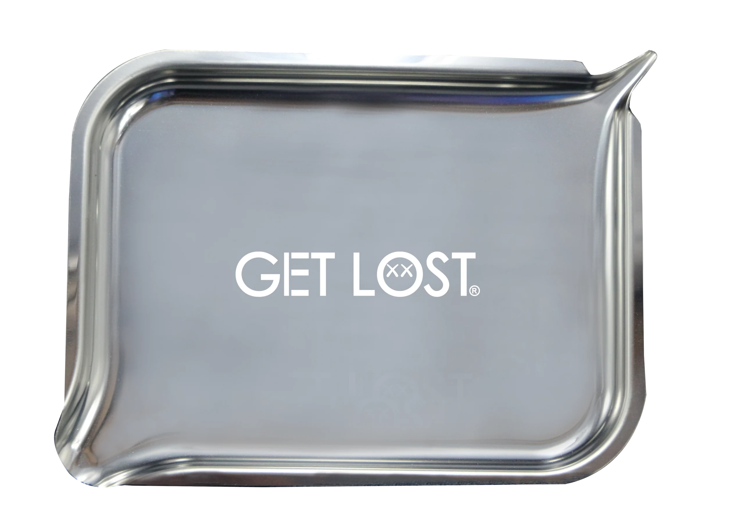 PSST-003 Get Lost Premium Stainless Steel Rolling Tray with Funnel (Silver)