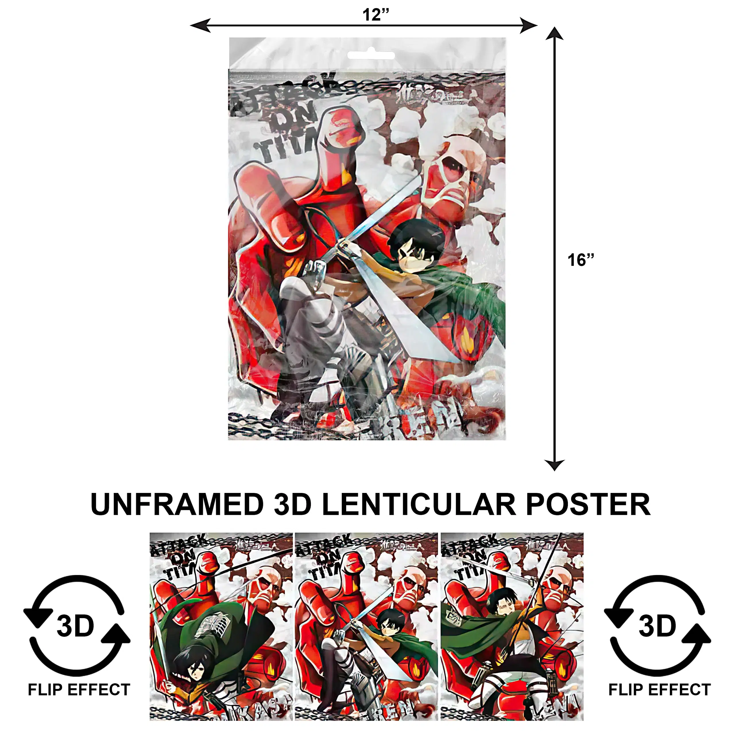 3DPNF-039 Anime – Attack on Titan Fight Scene UnFramed Poster