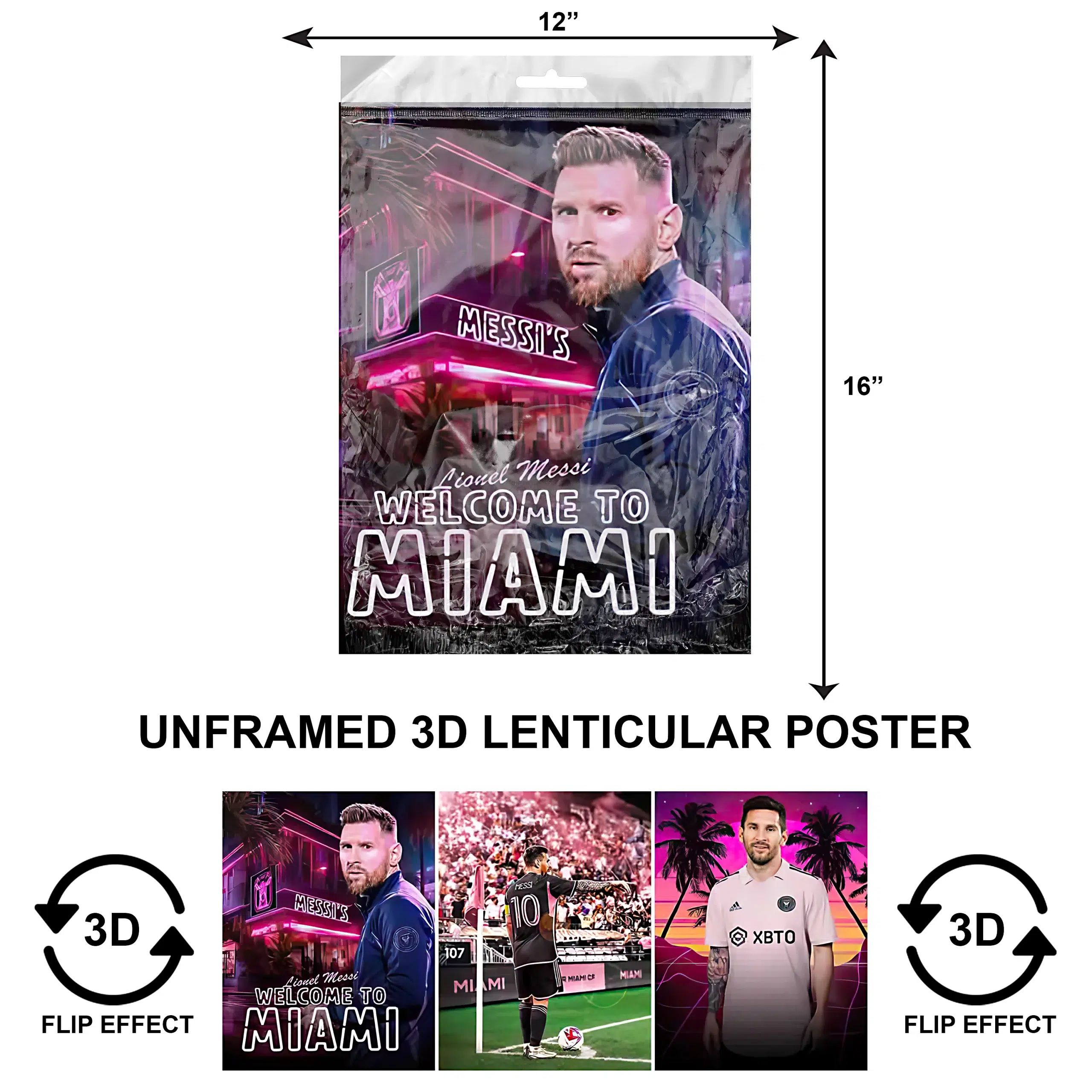 3DPNF-081 Sports – Leo Messi Welcome to Miami UnFramed Poster