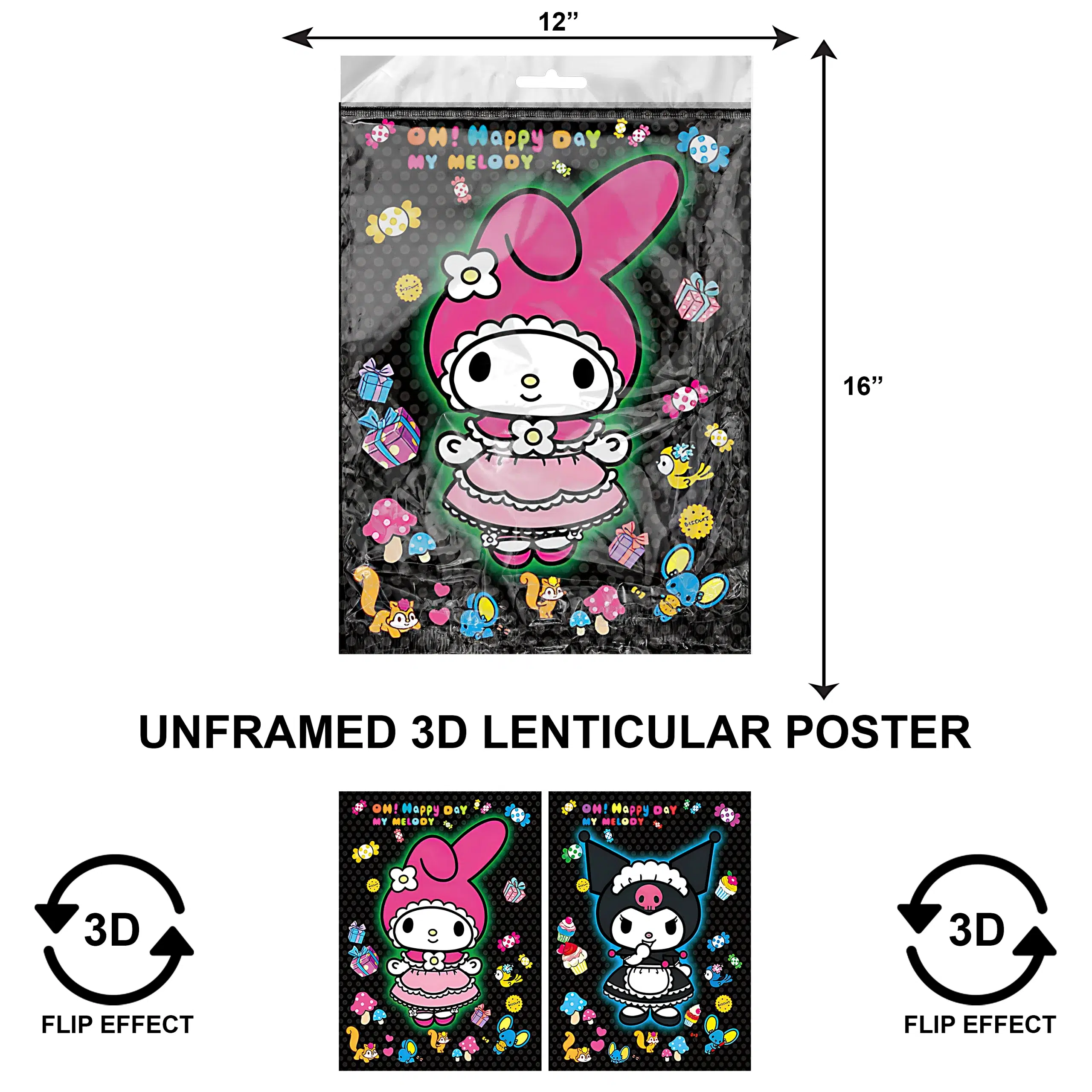 3DPNF-101 Cartoon - My Melody Oh Happy Day UnFramed Poster