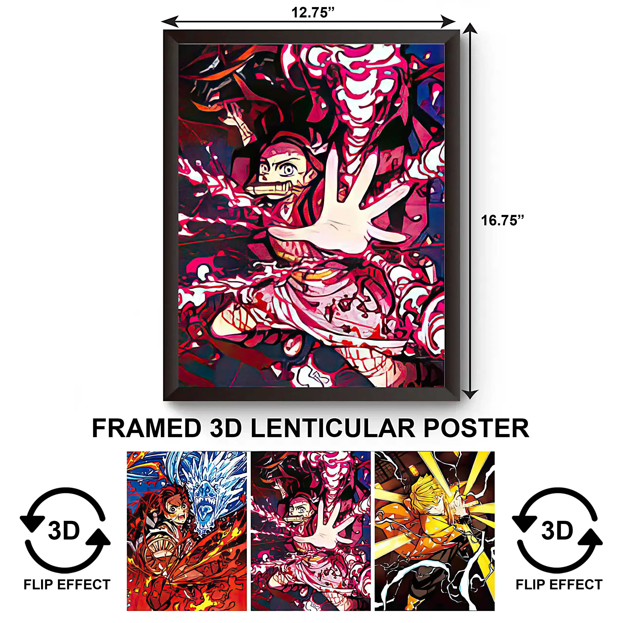 3DPWF-021 Anime – Demon Slayer Fire Blood Nezuko Framed Poster