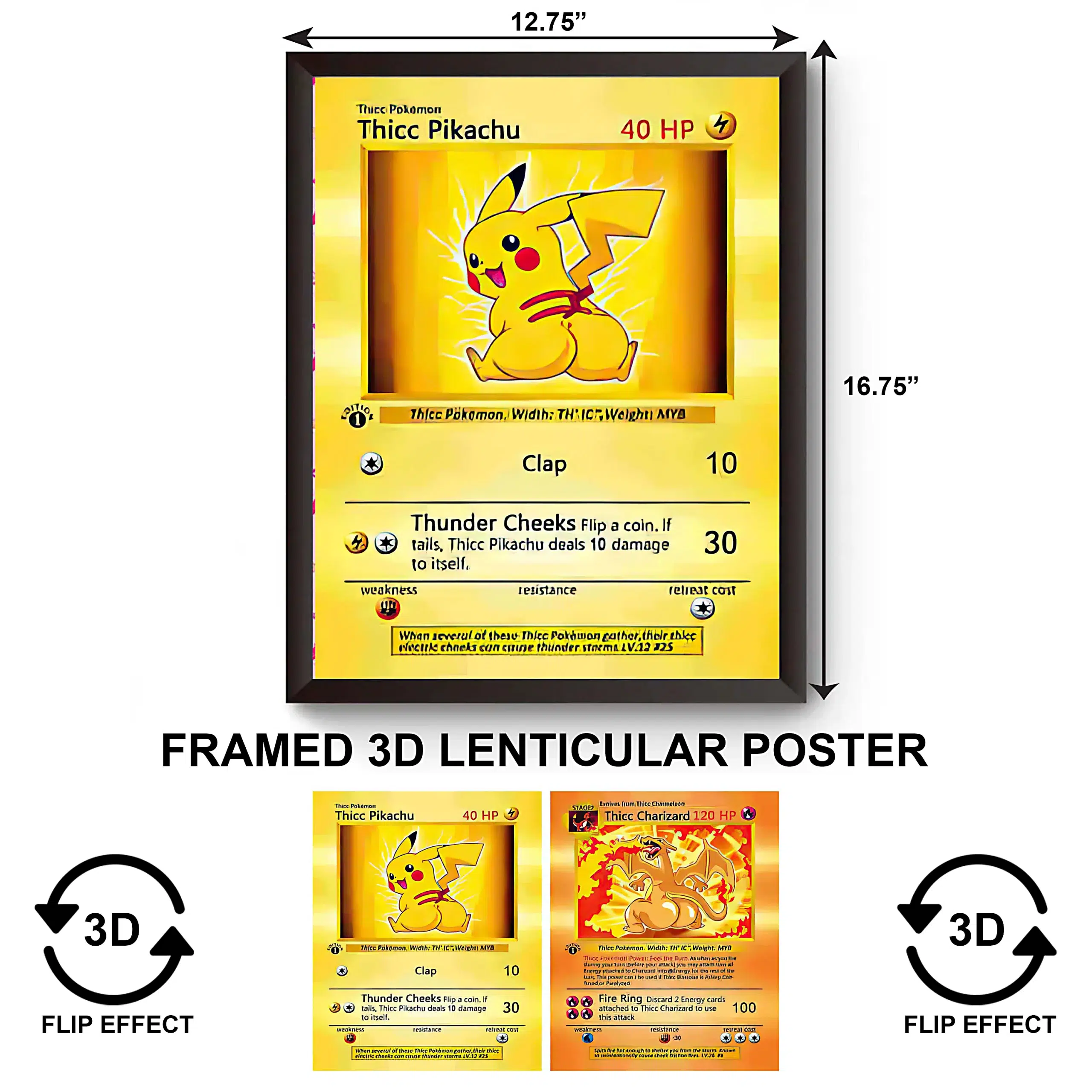 3DPWF-061 Anime - Pikachu and Charizard Framed Poster