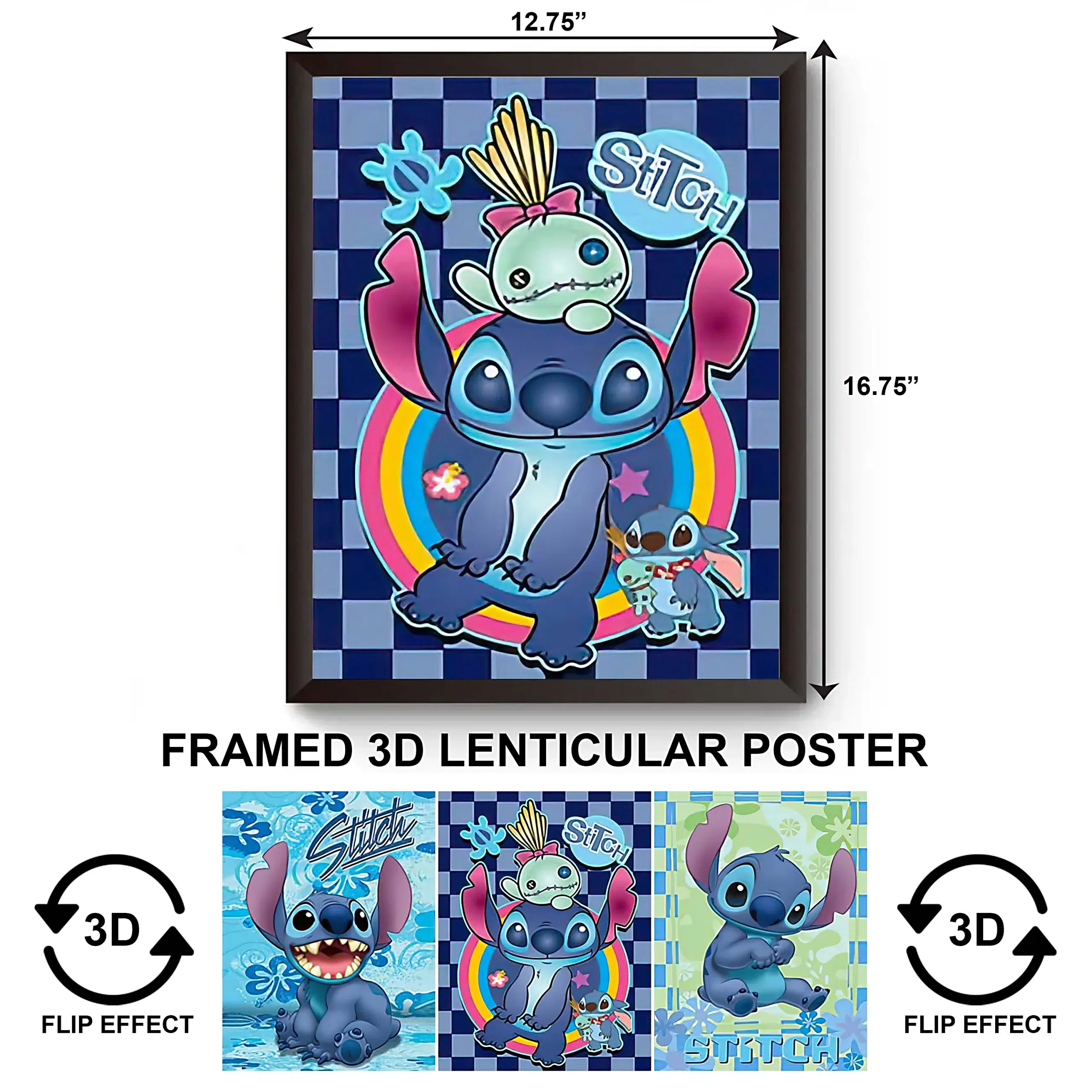 3DPWF-067 Cartoon - Stitch Framed Poster