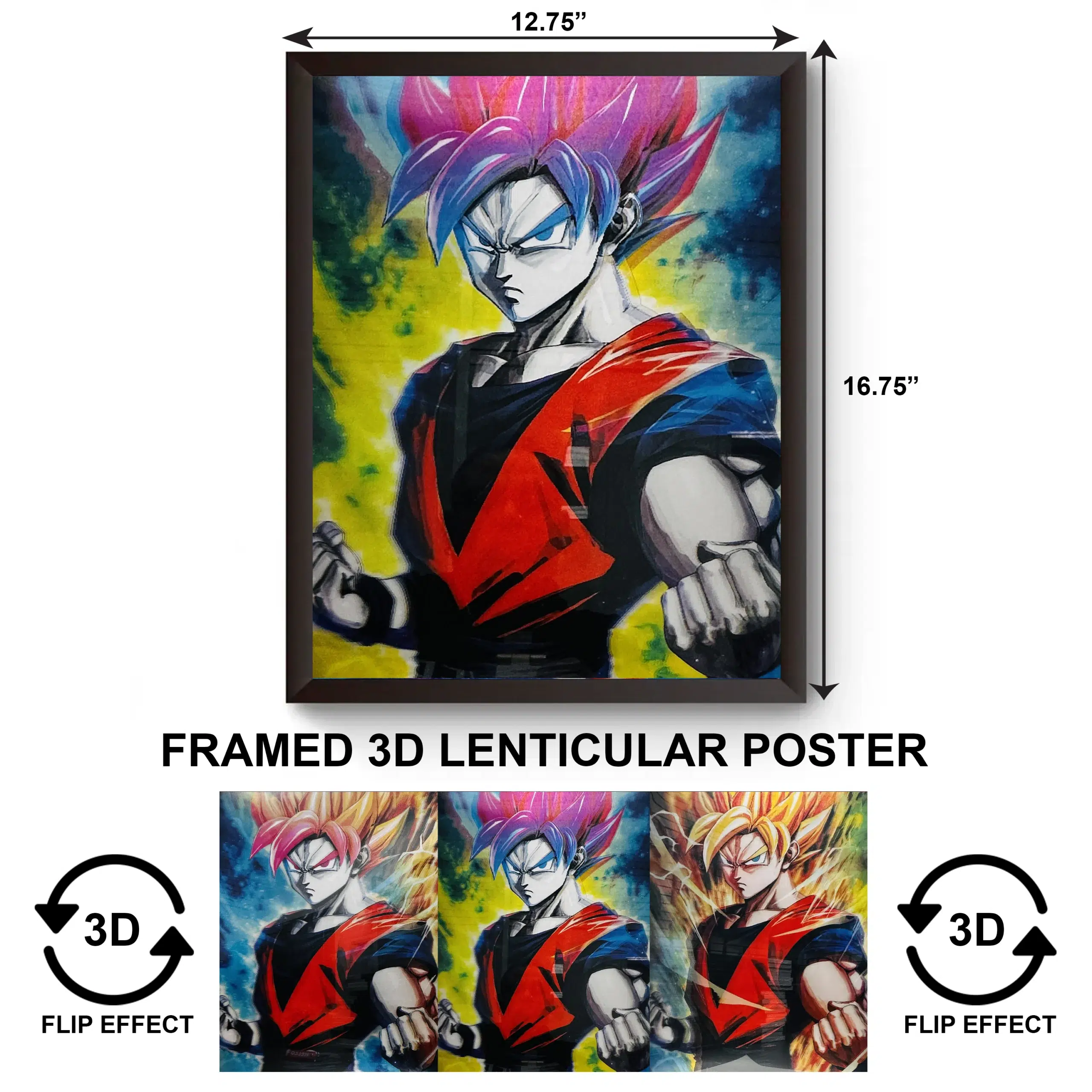 3DPWF-107 Anime - DragonBallz Goku Fights Framed Poster