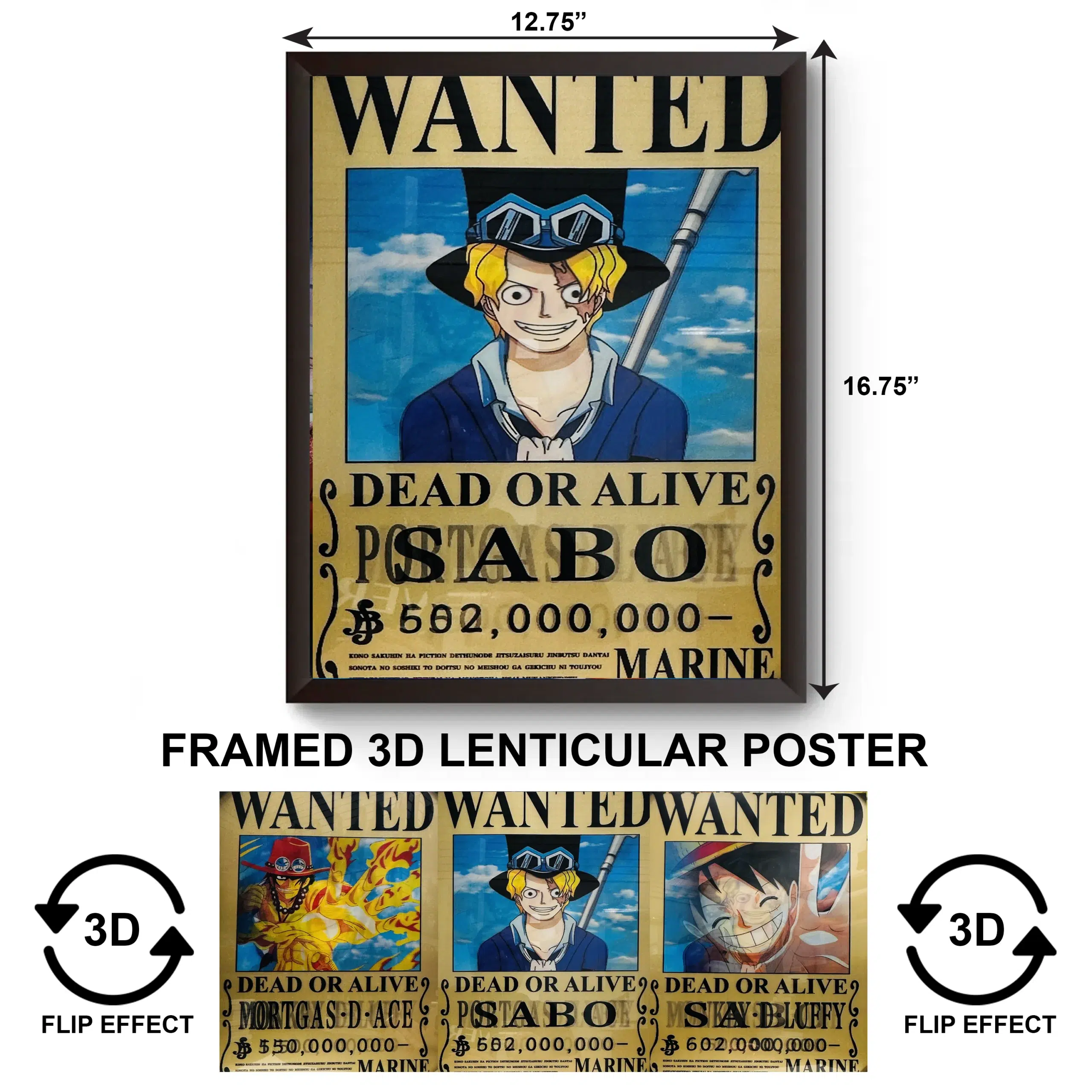 3DPWF-117 Anime - One Piece Wanted Framed Poster