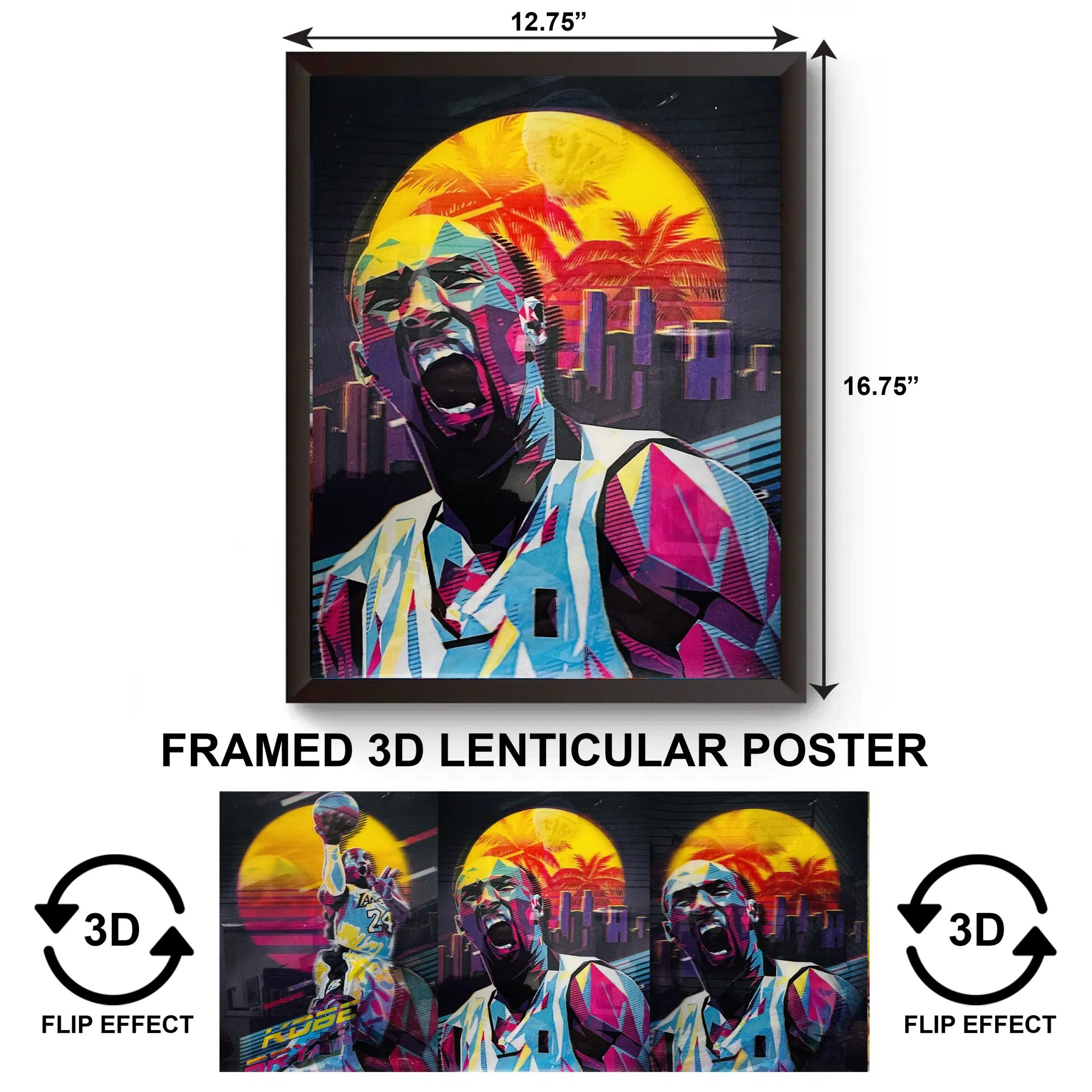 3DPWF-128 Sports -Kobe Bryant Lakers 24 Framed Poster