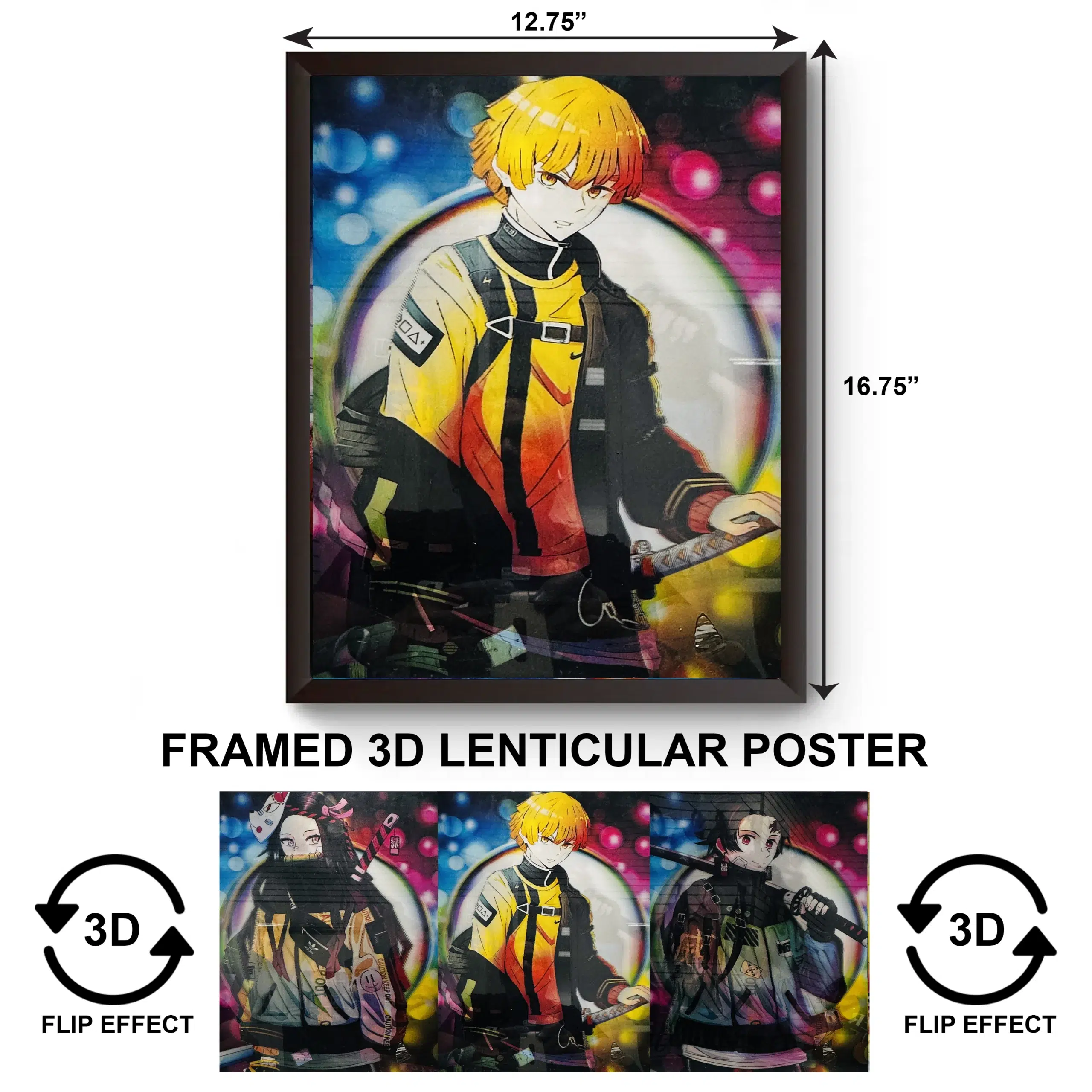 3DPWF-130 Anime - Zenitsu Agatsuma Framed Poster