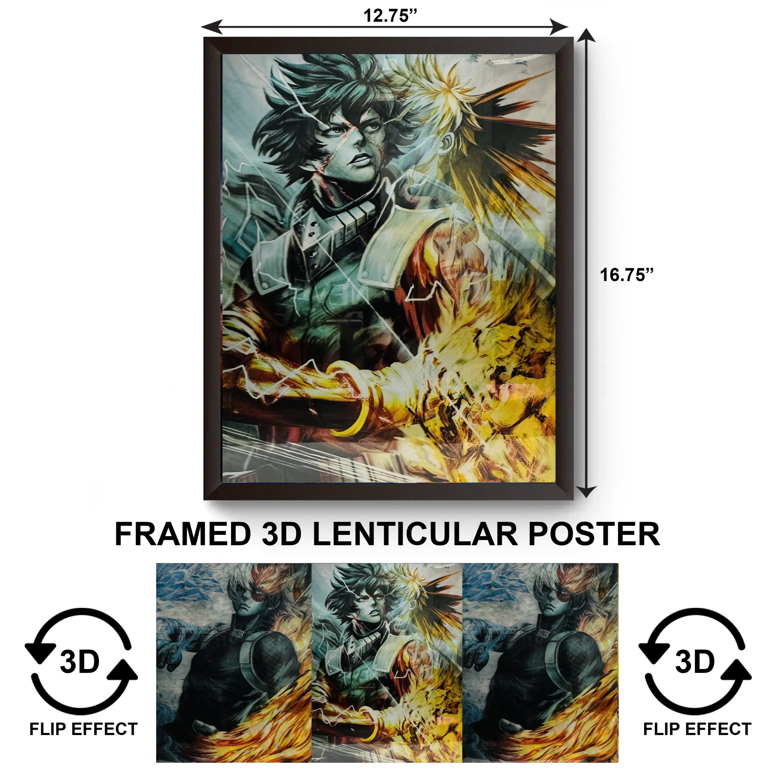 3DPWF-134 Anime - Deku - Bakugo - Shoto MHA Framed Poster