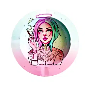 ASH060 Tin Ashtray 5.5″x5.5″ Get Lost Angel Girl