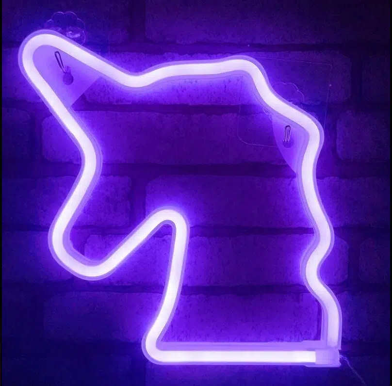 SNL-011PP – Small Neon Hanging Light – Unicorn Purple