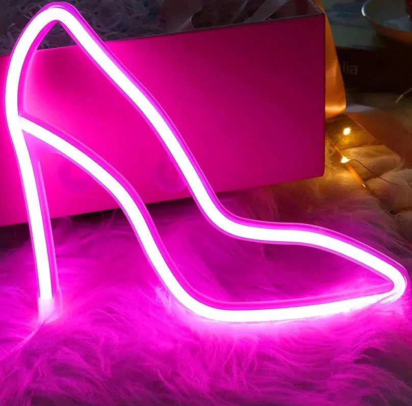 SNL-013P - Small Neon Hanging Light - High Heels Pink