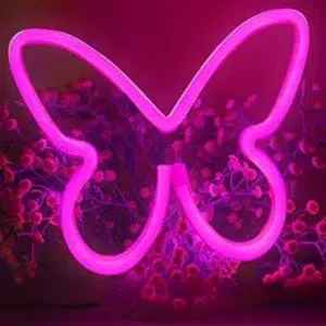 SNL-015P - Small Neon Hanging Light - Small Butterflies Pink