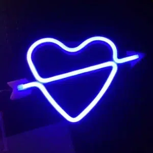 SNL-017 - Small Neon Hanging Light - Heart & Arrow Blue