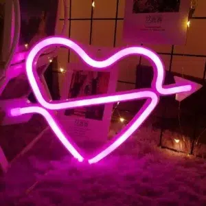 SNL-017P - Small Neon Hanging Light - Heart & Arrow Pink