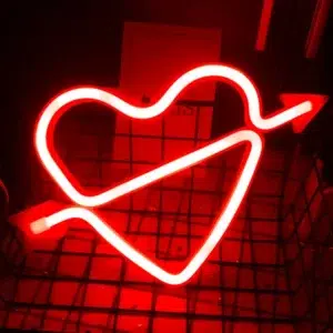SNL-017R - Small Neon Hanging Light - Heart & Arrow Red