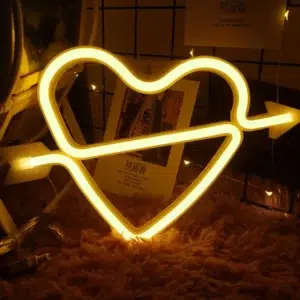 SNL-017WC - Small Neon Hanging Light - Heart & Arrow Warm Color
