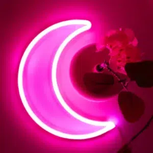 SNL-025P - Small Neon Hanging Light - Crescent Moon Pink