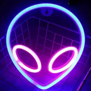 SNL-031 - Small Neon Hanging Light - Alien Face Blue