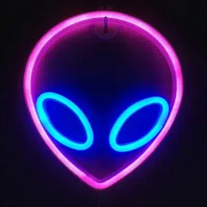 SNL-031P - Small Neon Hanging Light - Alien Face Pink