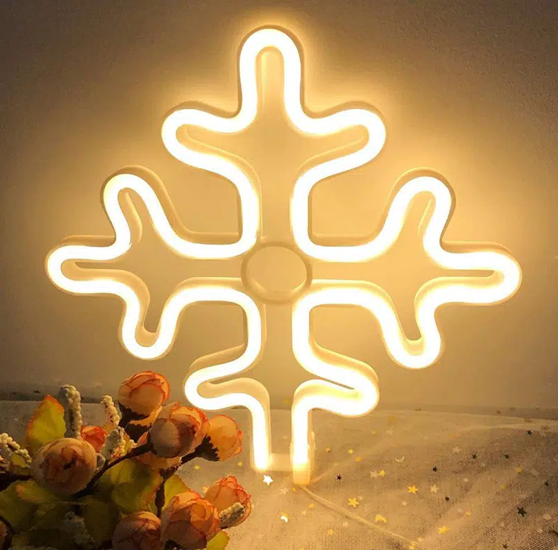 SNL-034 – Small Neon Hanging Light – Snowflake