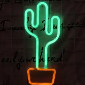 SNL-035 - Small Neon Hanging Light - Cactus