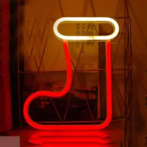 SNL-036 - Small Neon Hanging Light - Red Christmas Stocking