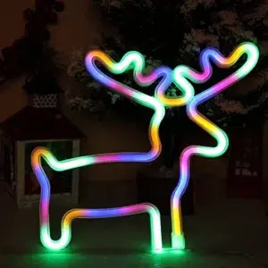 SNL-037 - Small Neon Hanging Light - Reindeer Multi