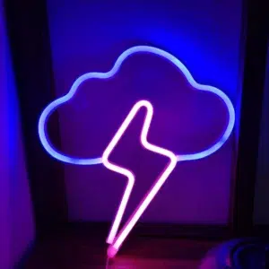 SNL-038BP - Small Neon Hanging Light - Thunder and Lightning Blue Pink