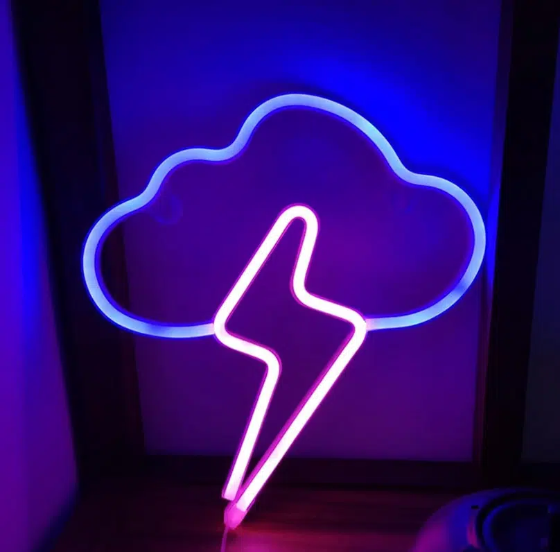 SNL-038BP – Small Neon Hanging Light – Thunder and Lightning Blue Pink