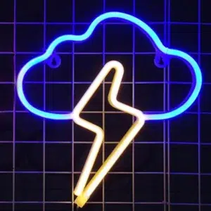 SNL-038BY - Small Neon Hanging Light - Thunder and Lightning Blue Yellow