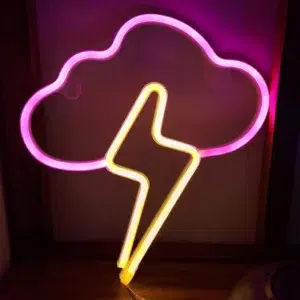 SNL-038PY - Small Neon Hanging Light - Thunder and Lightning Pink Yellow