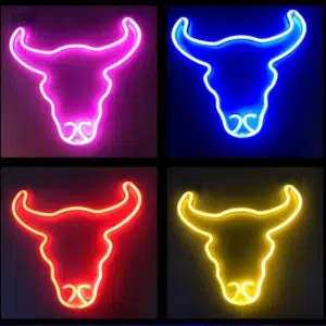 SNL-039 - Small Neon Hanging Light - Bull Multi
